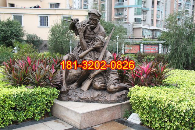 艱苦歲月銅雕，校園銅雕，八路軍戰(zhàn)士銅雕